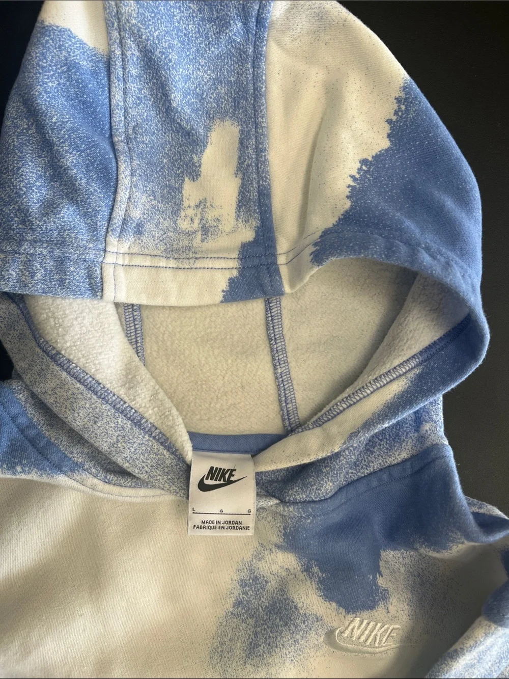 Kids  Light Blue and White Tie-Dye Pullover Hoodie